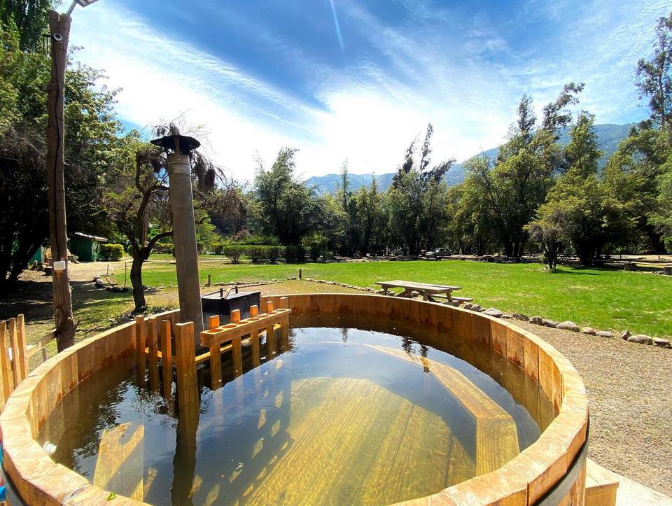 Mural de puma en los baños de Camping La Isla