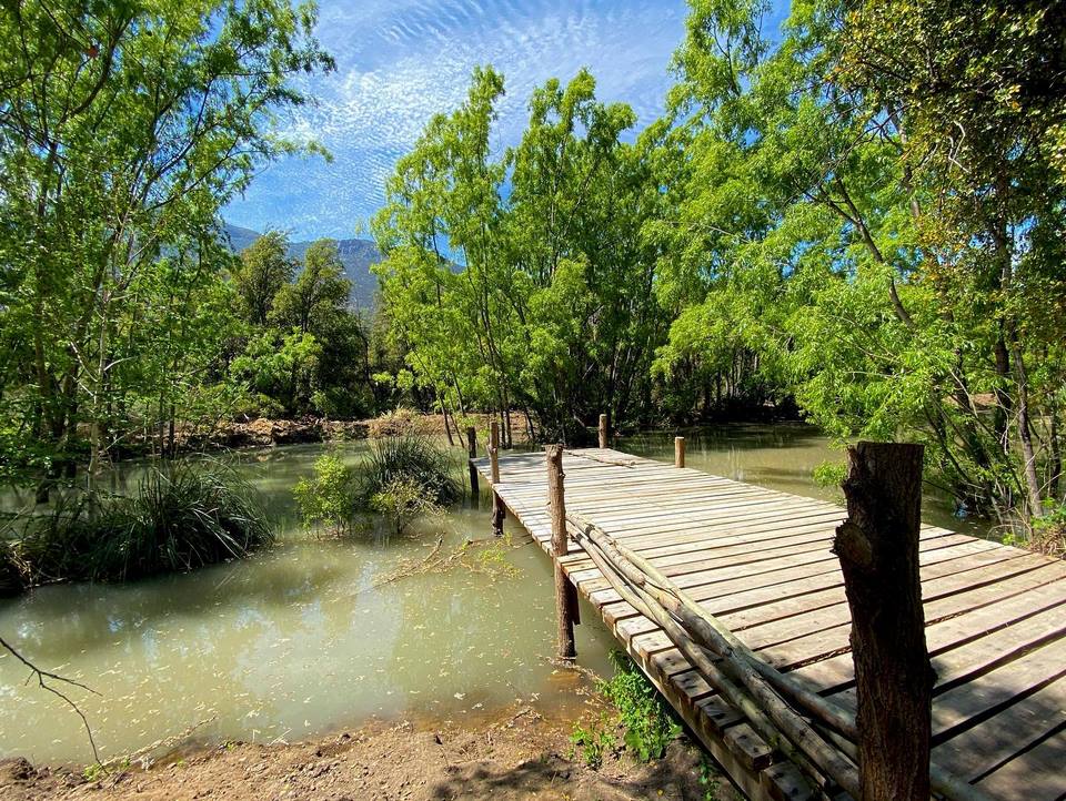 Tinaja de madera en Camping La Isla en el Cajón del Maipo